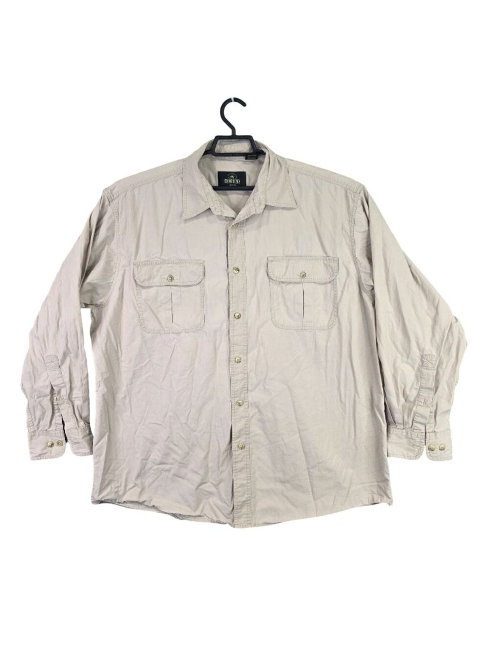 Mens Redhead Beige Button Up Shirt 100% Cotton Long Sleeve Size XL